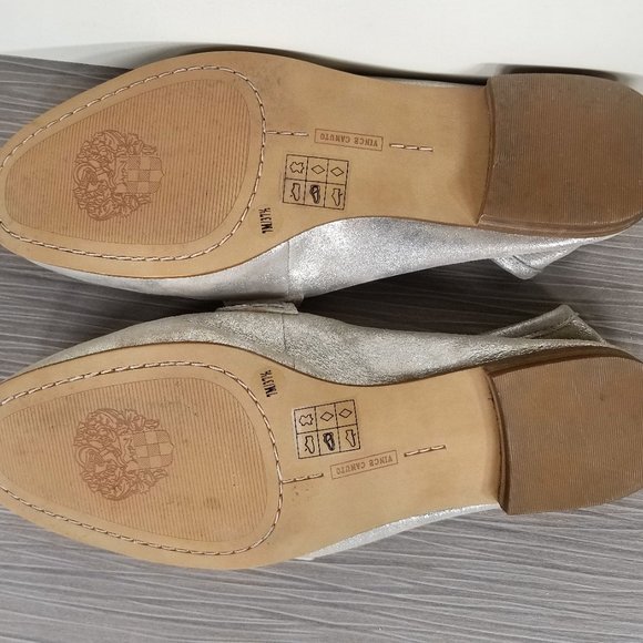 Vince Camuto Macinda Penny Loafer, Silver Leather, Womens Size 7 M / 37.5 - Picture 9 of 11